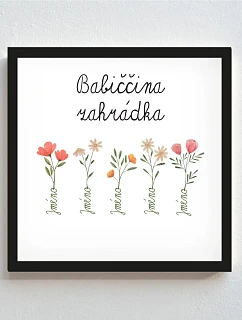 Personalizovaný magický fotoobraz v rámu - čtverec 20x20 - květinová zahrádka
