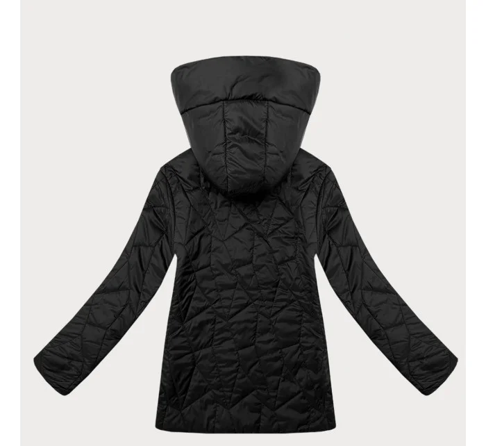 Černá dámská plus size bunda s odepínací kapucí model 20991188 - J.STYLE Černá dámská plus size bunda s odepínací kapucí model 20991188 - J.STYLE