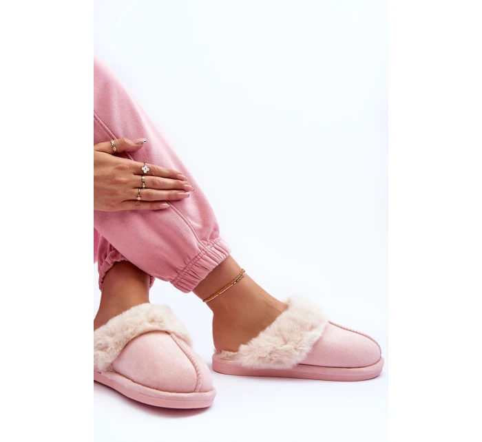 Dámské Pantofle s Kožešinou Růžové model 21563560 - Boto Dámské Pantofle s Kožešinou Růžové model 21563560 - Boto