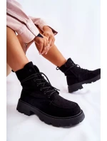 Dámské semišové kozačky zavazované Černá model 21593395 - Boto Dámské semišové kozačky zavazované Černá model 21593395 - Boto