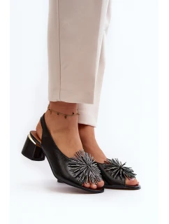 Kůže Sandály Na Podpatku  Hnědé model 21647404 - Laura Messi