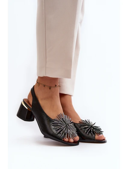 Kůže Sandály Na Podpatku  Hnědé model 21647404 - Laura Messi