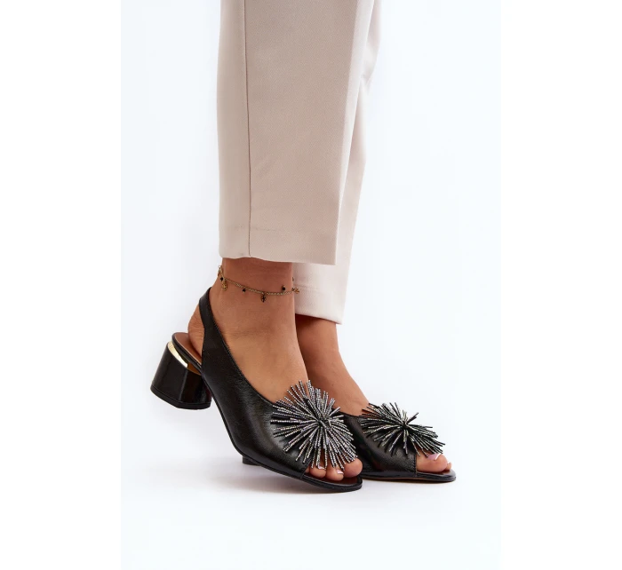 Kůže Sandály Na Podpatku  Hnědé model 21647404 - Laura Messi