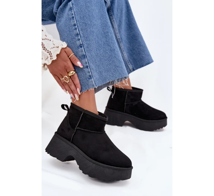 Dámské Nízké Sněhule Na Zasun S Oteplením S Hřejivým Kožíškem Černé Mavelle Dámské Nízké Sněhule Na Zasun S Oteplením S Hřejivým Kožíškem Černé Mavelle