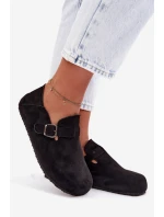 Dámské semišové ekologické polobotky s přezkou Černé model 22038399 - Boto