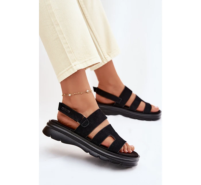 Dámské sandály semišové Big Star model 22064154 Černé - Big Star Shoes Dámské sandály semišové Big Star model 22064154 Černé - Big Star Shoes