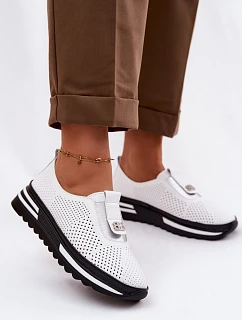 Dámské nazouvací polobotky z pravé kůže S.Barski LR61-7092 Bílá