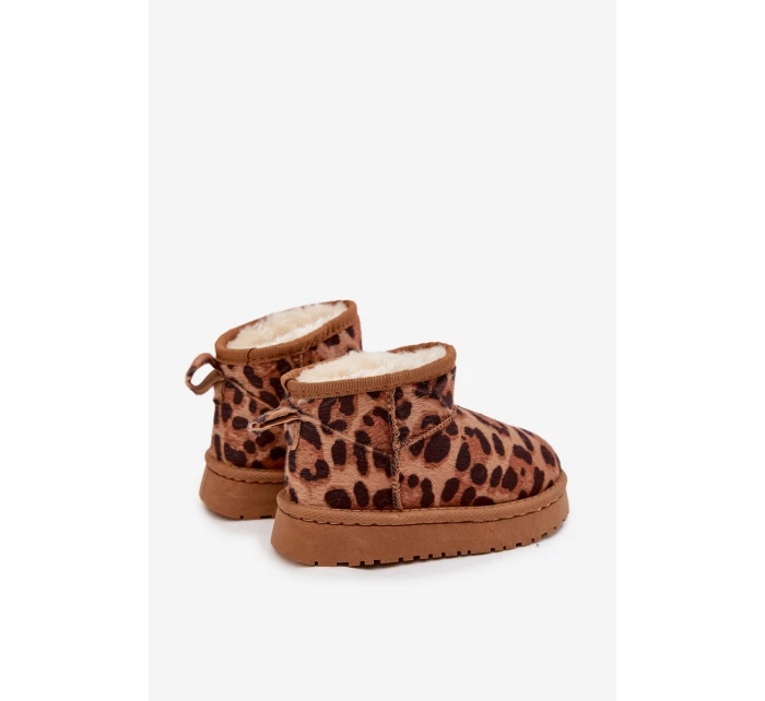 Dětské a juniorské zateplené sněhule s kožíškem Mireya – panterka/bronzové