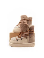 D.Franklin sněhule dámské zimní módní kožešinové zateplené hnědé béžové vysoké dámské