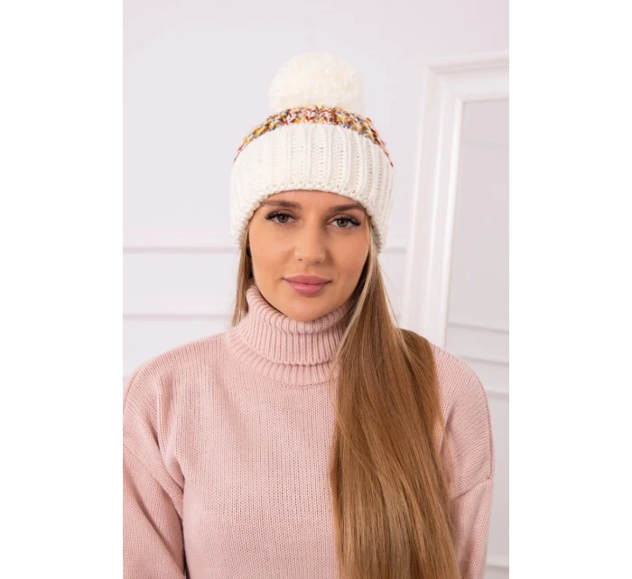 Dámská čepice s bambulí Ellen K325 ecru