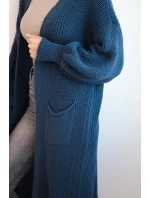 Dlouhý svetr kardigan tmavě model 21402226 - K-Fashion