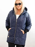 Dámská zimní bunda Plus Size prošívaná s kapucí granátová