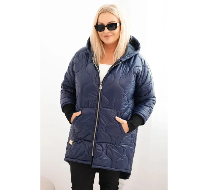 Dámská bunda Plus Size prošívaná s kapucí model 21468722 - K-Fashion