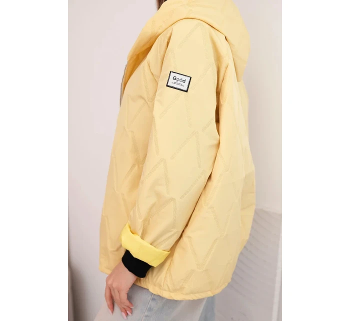 Dámská model 21791591 prošívaná bunda s kapucí a zipem žlutá - K-Fashion Dámská model 21791591 prošívaná bunda s kapucí a zipem žlutá - K-Fashion