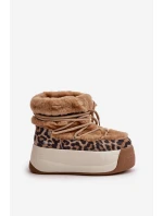 Kožené Dámské Sněhule Na Silné Podešvi S Kožešinou Panteřa Big Star OO274A207 Hnědé Kožené Dámské Sněhule Na Silné Podešvi S Kožešinou Panteřa Big Star OO274A207 Hnědé