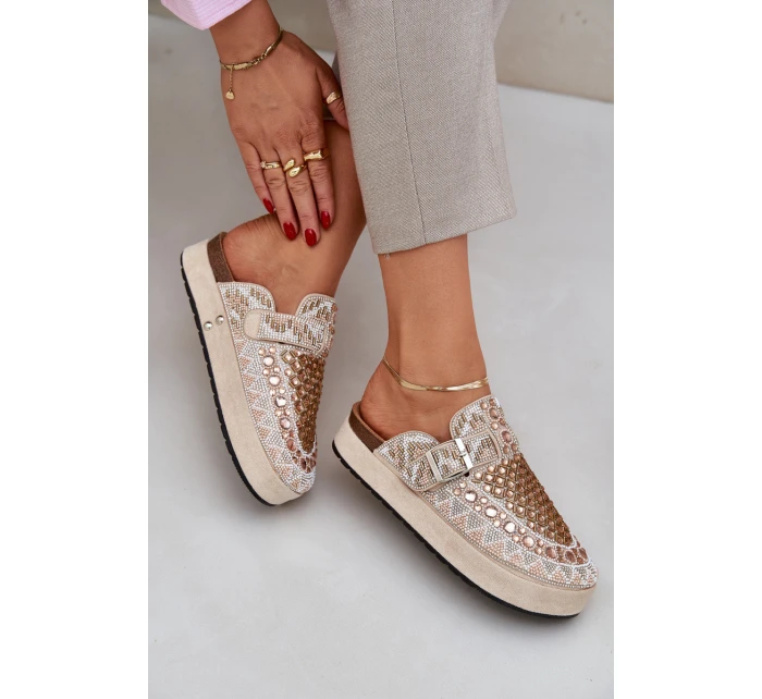 Zdobené Klapky Na Platformě Béžové model 21684886 - Boto