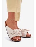 Dámské sandály na korkové podrážce s mašlí béžové model 21701462 - Boto