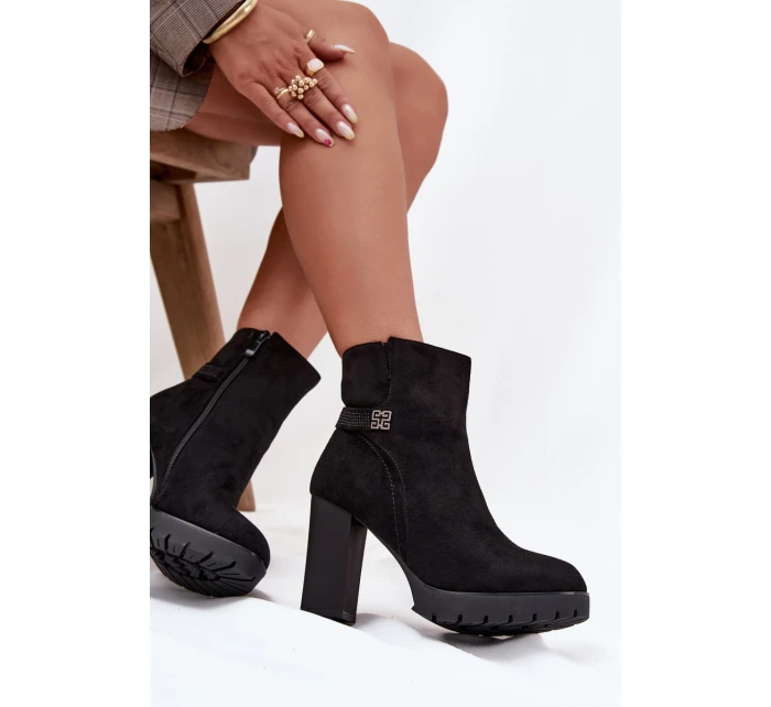 Dámské kotníkové boty Zayna na sloupku – černé Dámské kotníkové boty Zayna na sloupku – černé
