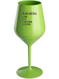 PLÁN DNEŠKA - VSTÁT - zelená nerozbitná sklenice na víno 470 ml