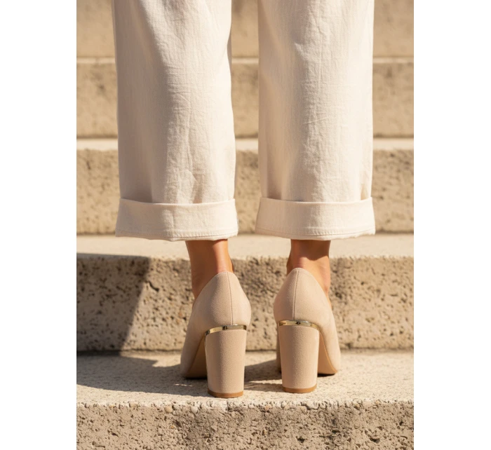 Dámské semišové lodičky na jehlovém podpatku béžové FashionStreet ZY1398