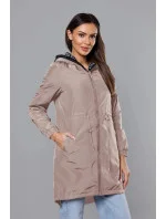 Tenká béžová dámská bunda s ozdobnou lemovkou model 18319662 - Miss TiTi Tenká béžová dámská bunda s ozdobnou lemovkou model 18319662 - Miss TiTi