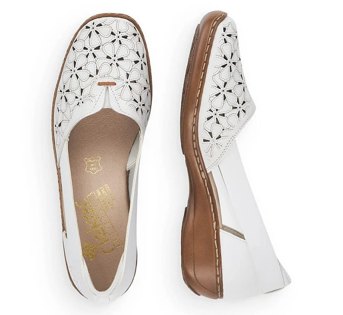 Rieker W RKR442B bílá ažurová kožená polobotka