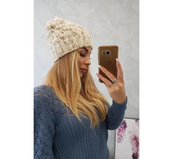 Fleecová čepice Roksana K209 ecru