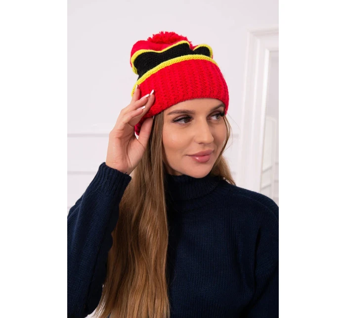 Dámská čepice Kinga K297 červená+kiwi+černá Dámská čepice Kinga K297 červená+kiwi+černá