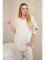 Oversize bavlněný komplet teplákové + kalhoty béžový Oversize bavlněný komplet teplákové + kalhoty béžový