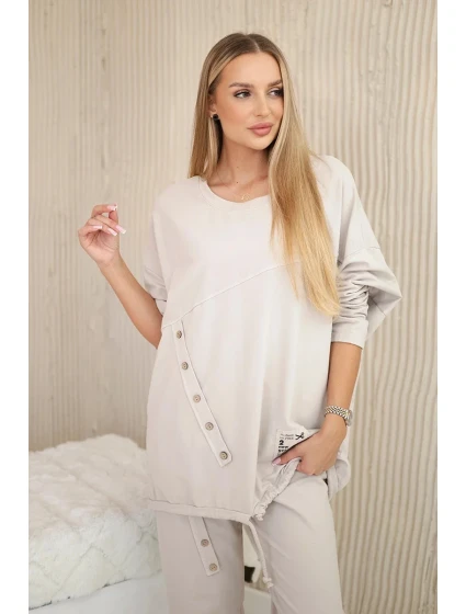 Oversize bavlněný komplet teplákové + kalhoty béžový Oversize bavlněný komplet teplákové + kalhoty béžový