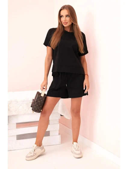 Dámský punto set s krátkými rukávy a šortkami černý Dámský punto set s krátkými rukávy a šortkami černý