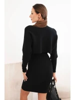 Dámský komplet viskózový blůza s šaty černý