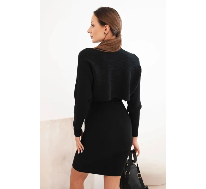 Dámský komplet viskózový blůza s šaty černý