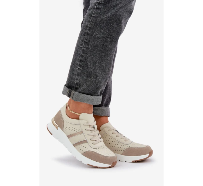 Dámské kožené tenisky na platformě béžové Gatira Dámské kožené tenisky na platformě béžové Gatira