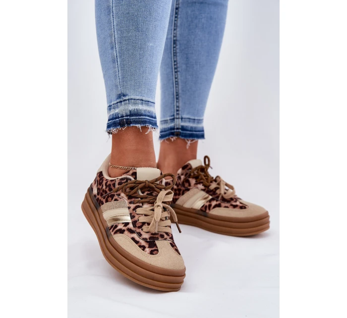 Dámské Tenisky Na Platformě S Dvojitým Šněrováním Leopardí Béžové Niteria Dámské Tenisky Na Platformě S Dvojitým Šněrováním Leopardí Béžové Niteria