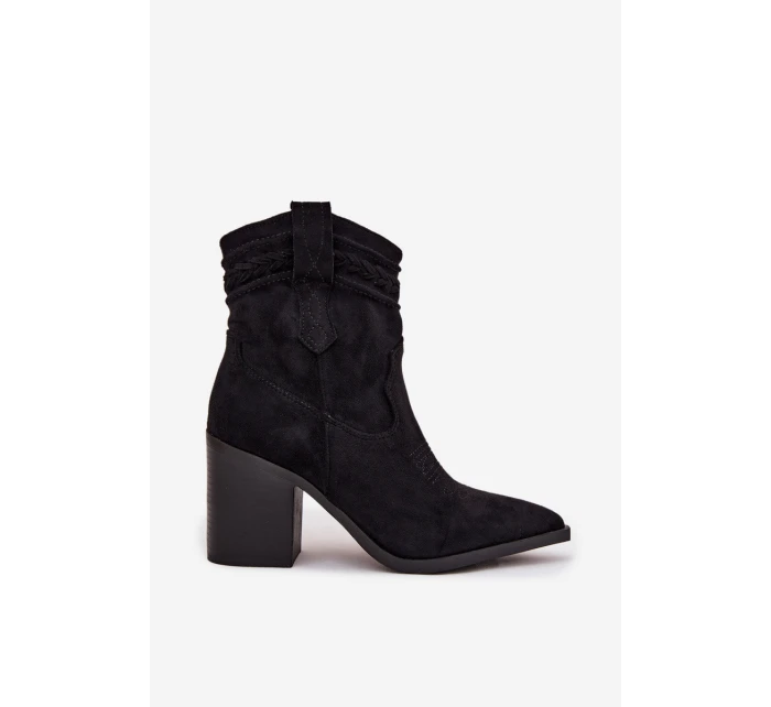 Dámské kožené boty na podpatku v stylu kovbojky černé model 21714314 - Boto