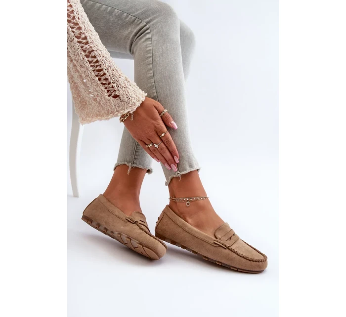 Klasické dámské semišové mokasíny tmavě béžové Glimris Klasické dámské semišové mokasíny tmavě béžové Glimris