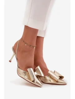 Lodičky s odkrytou patou a mašlí Eklevia – zlaté