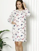 Dámský župan K13038 bílý s motýlky - La Penna