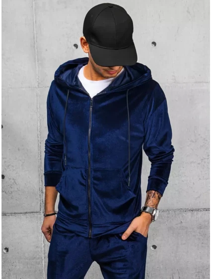 Pánská tmavě modrá velurová mikina FashionStreet BX5541