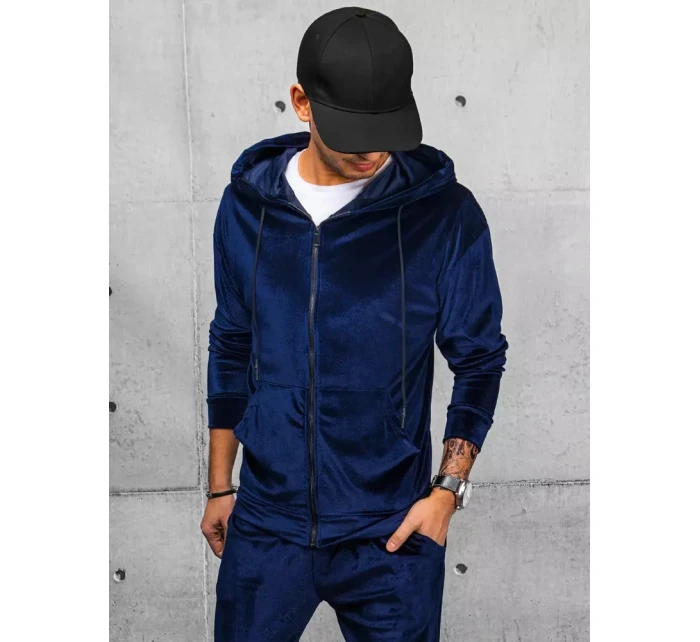 Pánská tmavě modrá velurová mikina FashionStreet BX5541