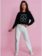 Dámský svetr s potiskem CLOVER black FashionStreet MY2300