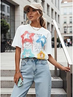 Dámské bavlněné tričko s potiskem STRELLO bílé FashionStreet RY2402