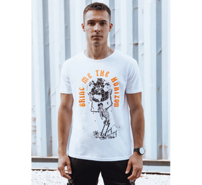 Pánské bílé tričko s potiskem FashionStreet RX5619