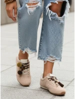 Dámské semišové tenisky s ozdobnými lodičkami béžové FashionStreet ZY1411