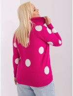 Fuchsiový svetr velikosti plus s puntíky