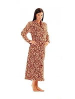 Dámský župan s šálovým límcem VICTORIA 2130 8288 Hnědá vzor - Vestis