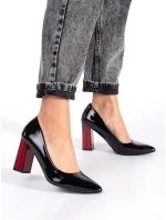 Luxusní černé lodičky dámské na širokém podpatku Luxusní černé lodičky dámské na širokém podpatku