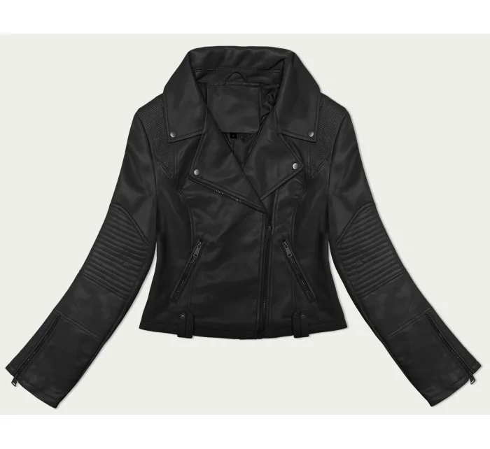 Černá bunda ramoneska s asymetrickým zipem J Style (11Z8130)