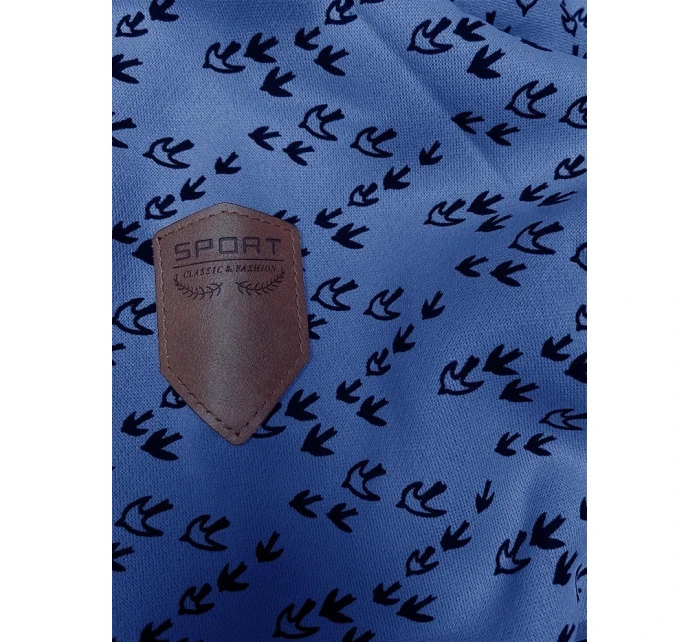 Světle modrá sportovní mikina s kapucí a se vzorem model 21310466 - 6&8 Fashion